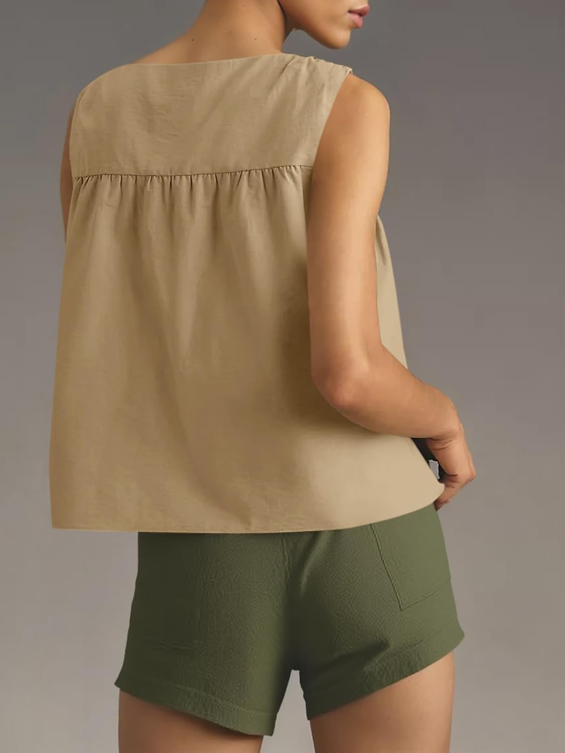 Cicy Bell Womens Peplum Babydoll Tank Tops Summer Sleeveless Loose T Shirts Casual Shirred Flowy Tops - Image 6