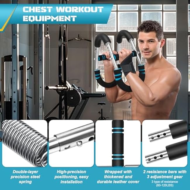 Twister Arm Trainer Exerciser Adjustable 65-110lbs Chest Shoulder Arm Workout Equipment with 2pcs Wrist Brace, Arm Trainer Detachable Design Fitness Upper Body Fitness Machine for Home & Gym