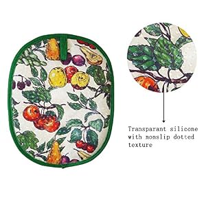 Pot Holders Set of 2 with Transparent Clear Silicone Shell and Nice Fruit Flower Cotton Lining Heat Resistant to 500 F Kitchen Oven Gloves Pot Holder for Cooking Fruit Flower Potholders