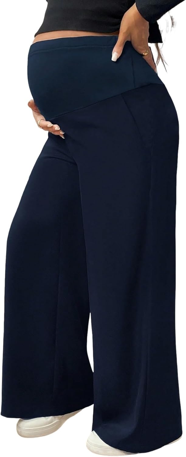 LALAGEN Womens Maternity Pants Pregnant Women Solid Color Pocket Casual Pants, Everyday Use