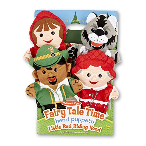 Melissa & Doug Fairy Tale Friends Hand Puppets - The Original (Set of 4, Little Red Riding Hood, Wolf, Grandmother, Woodsman, Great Gift for Girls & Boys - Kids Toy Best for 2, 3, 4, 5, 6 Year Olds)