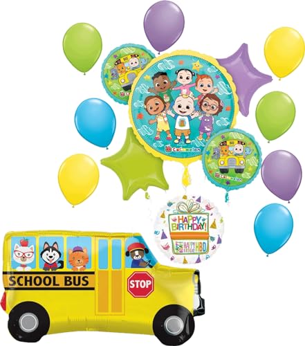 Anagram Cocomelon Birthday School Bus Party Supplies Foil and Lat...