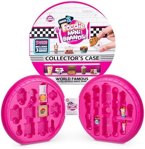 5 Surprise Foodie Mini Brands Series 2 Collector's Case by ZURU Real Miniature Fast Food Brands Collectible Toy, 5 Mystery Brands for Girls, Teens, Adults, Collectors Perfect Stocking Stuffer and Gift
