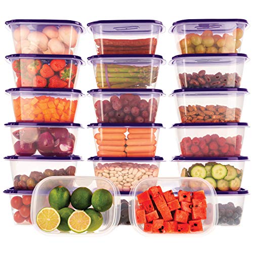 Ensemble de boîtes de rangement alimentaires-OURSSON-À usage multiple--Lot de 20 récipients alimentaires en plastique sans BPA, empilables, avec couvercle violet, CP22083-1S/SP (Violet, 20 x 1L) Cover