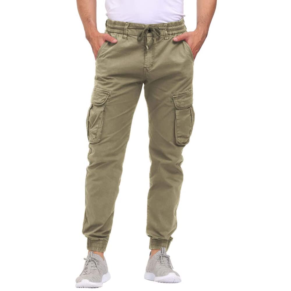 LEPOAR Men's Hiking Cargo Pants Joggers Slim Fit Stretch Lightweight Casual Work Pants with Pockets Drawstring Waist
