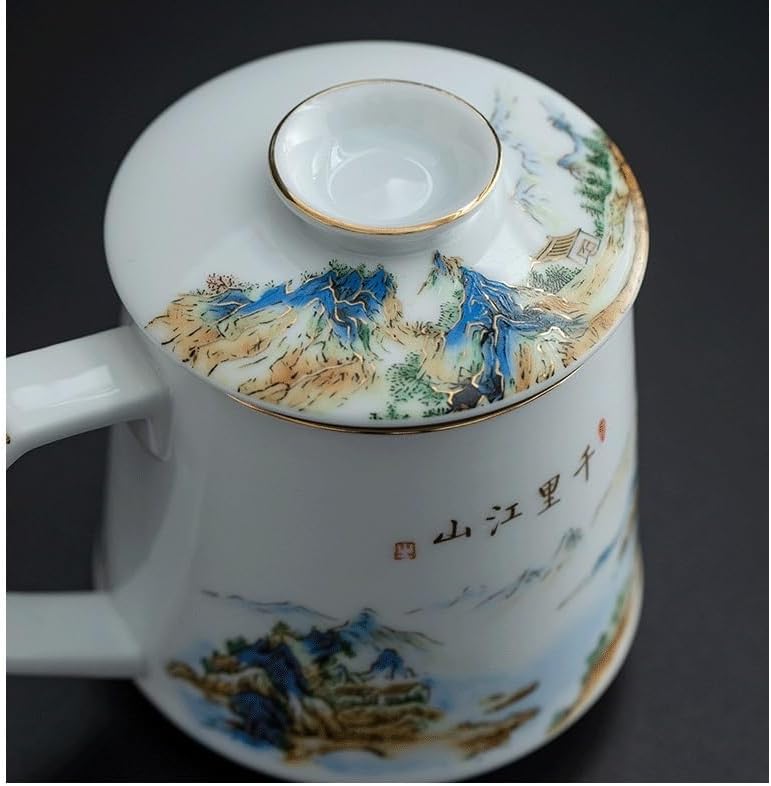 GSOUL Kungfu Tea cup Tea And Water Separation Cup Large Capacity Office Qianli Jiangshan Home With A Lid Filter Ceramic Personalized Cups Small Tea Cups