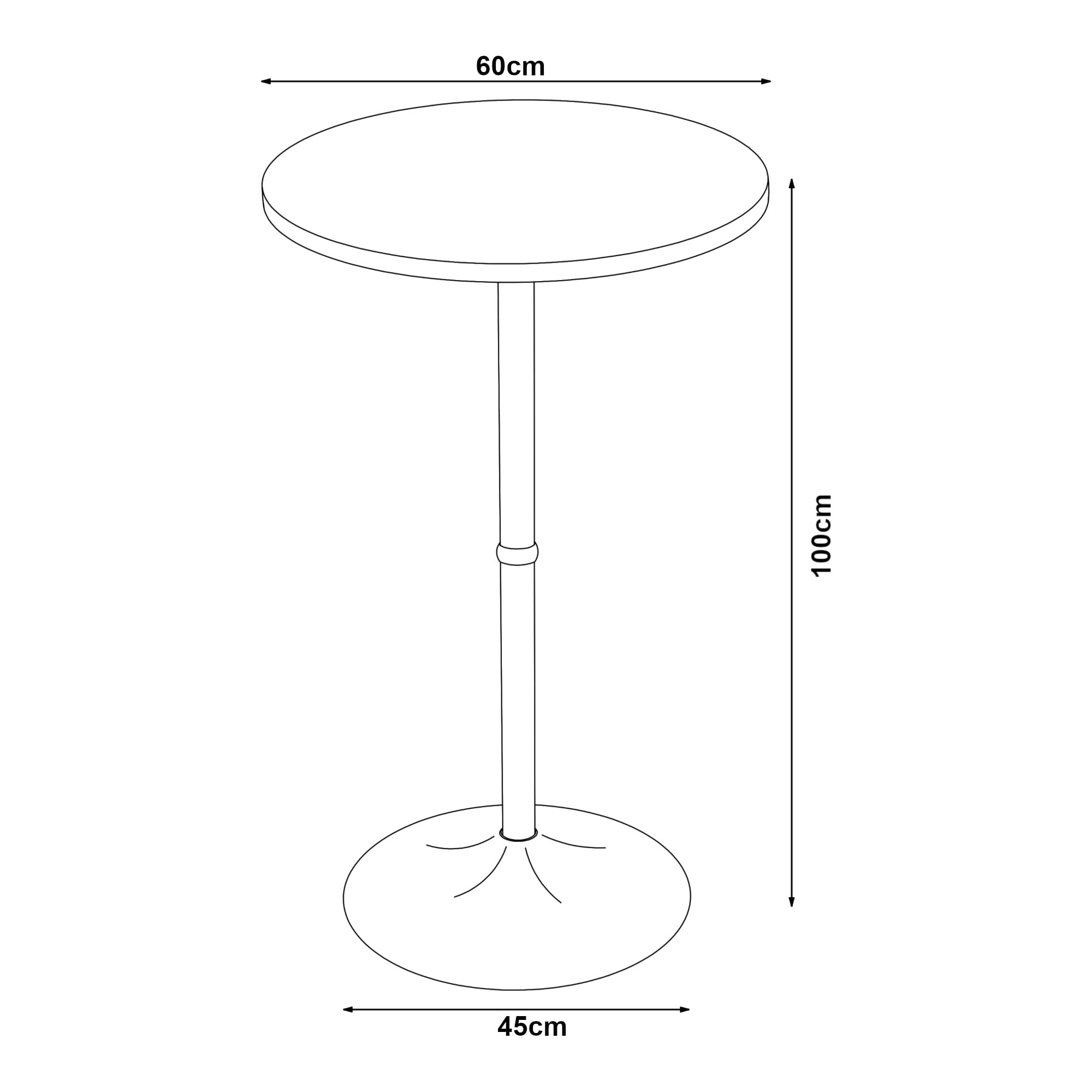 [en.casa] Mesa de Bar Bistró Vantaa con Tablero Redondo Mesa Alta con Base Redonda Acero 100 x Ø 60 cm - Efecto Roble y Negro