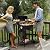 Barrel Charcoal Grill with Side Table and Wheels, Small Charcoal BBQ Grill, Outdoor Barbecue Grills with Thermometer, 270 Sq.In. Cooking Space for Backyard Patio Camping Picnics, Black