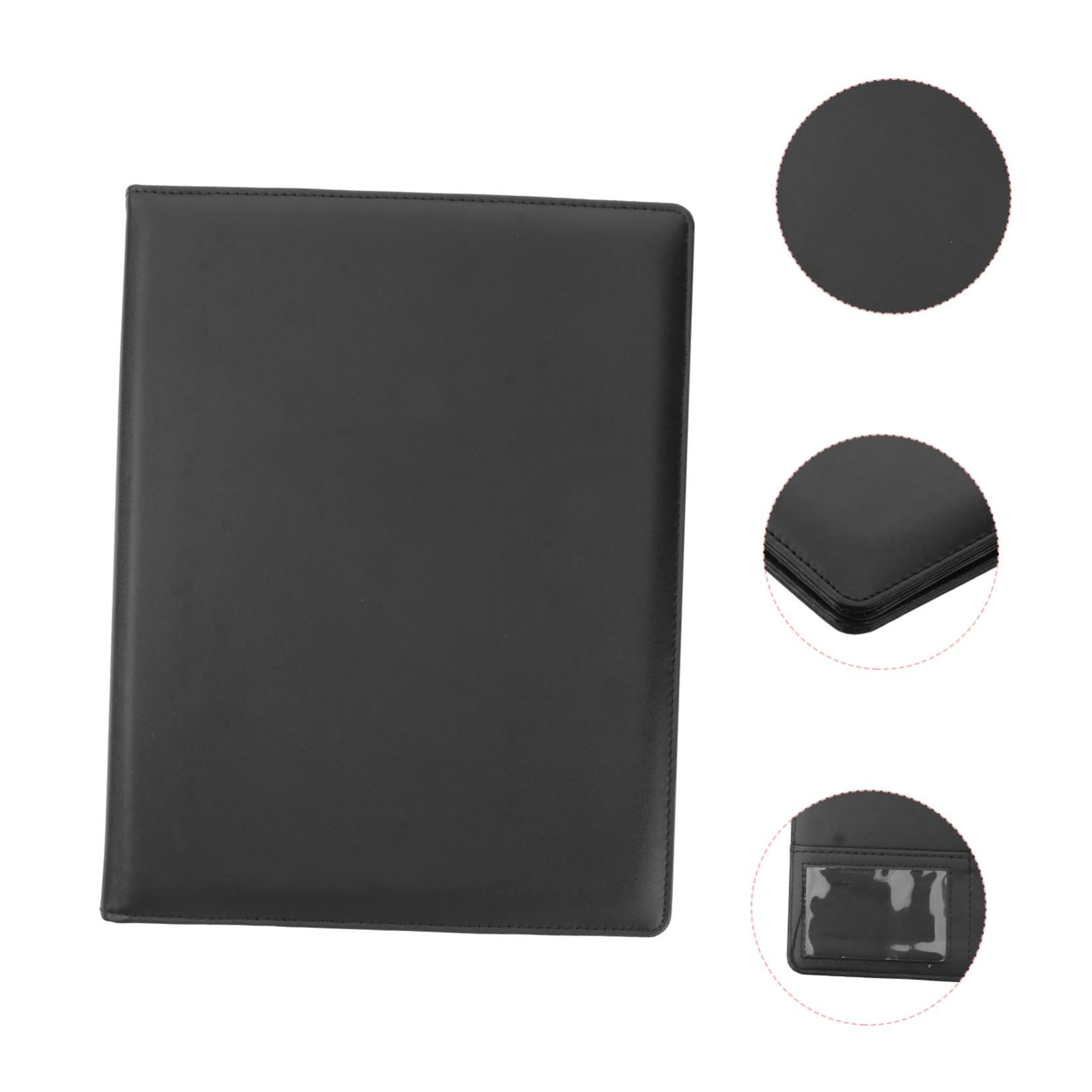 Cartella Portadocumenti PU Multifunzione con Blocco Note e Clip in Acciaio Inossidabile Organizer Elegante per Ufficio e Riunioni Nero