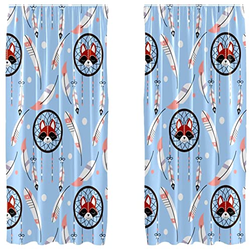 Cortinas de panel decorativas con diseño de zorro mágico para habitaciones infantiles, pack de 2 2