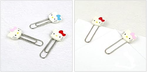 Miniatura 2 de [5 en 1] Hello Kitty Cute 5pcs Juego de clips de papel con lindo estuche de transporte de cara de Hello Kitty rosa