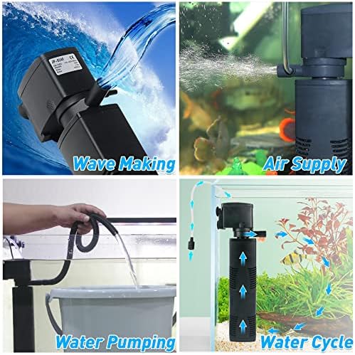 TARARIUM Internal Fish Tank Filter for 150-560 Litre Tank Bio Sponge Aquarium Filter Powerful Submersible Water Pump with Aeration Large Tank Turtle Garden Pond Wave Maker for Cold Water Tropical Fish