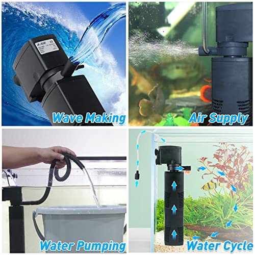 Tararium Aquarium Filter For 40-150 Gal. Tank Crystal 300Gph Biochemical Filtration Powerful Pump Submersible Internal Fish Tank Filters Large Tank Pond Clear Wavemaker Air Supply 4 In 1 #TOP3