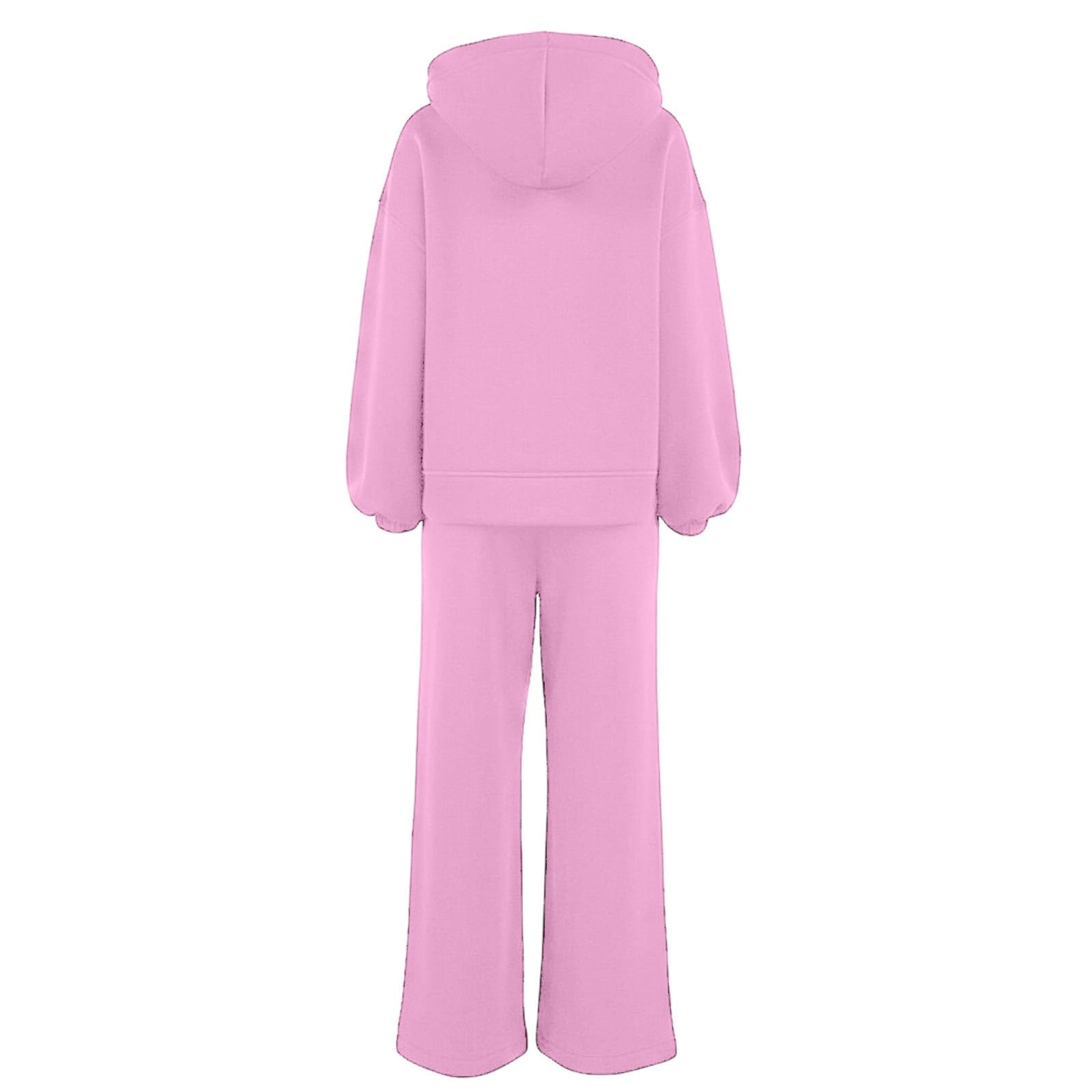 Completo casual due pezzi Versatile con felpa con cappuccio, felpa con cappuccio tinta unita e pantaloni dalla vestibilità comoda.
