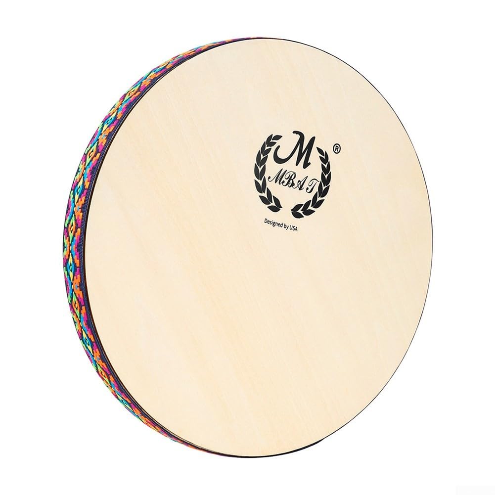 Sea Stream Drum - Instrumento étnico de percusión étnica de madera maciza natural de 10 pulgadas para sanación de sonido, relajación y concentración