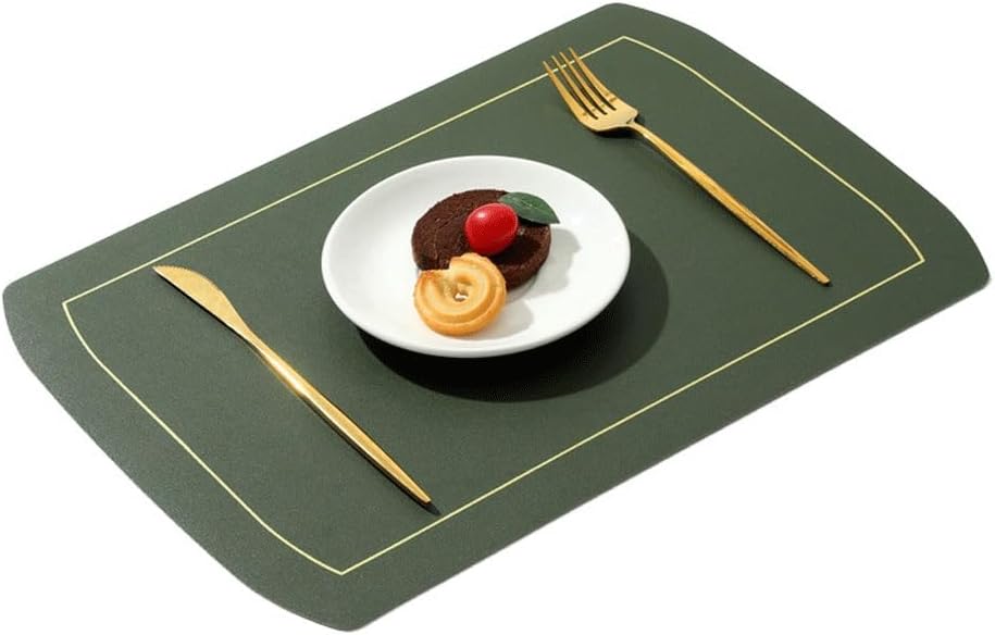 Leather Placemat PVC Insulation Placemat Solid Color Square Placemat Hotel Placemat(C)