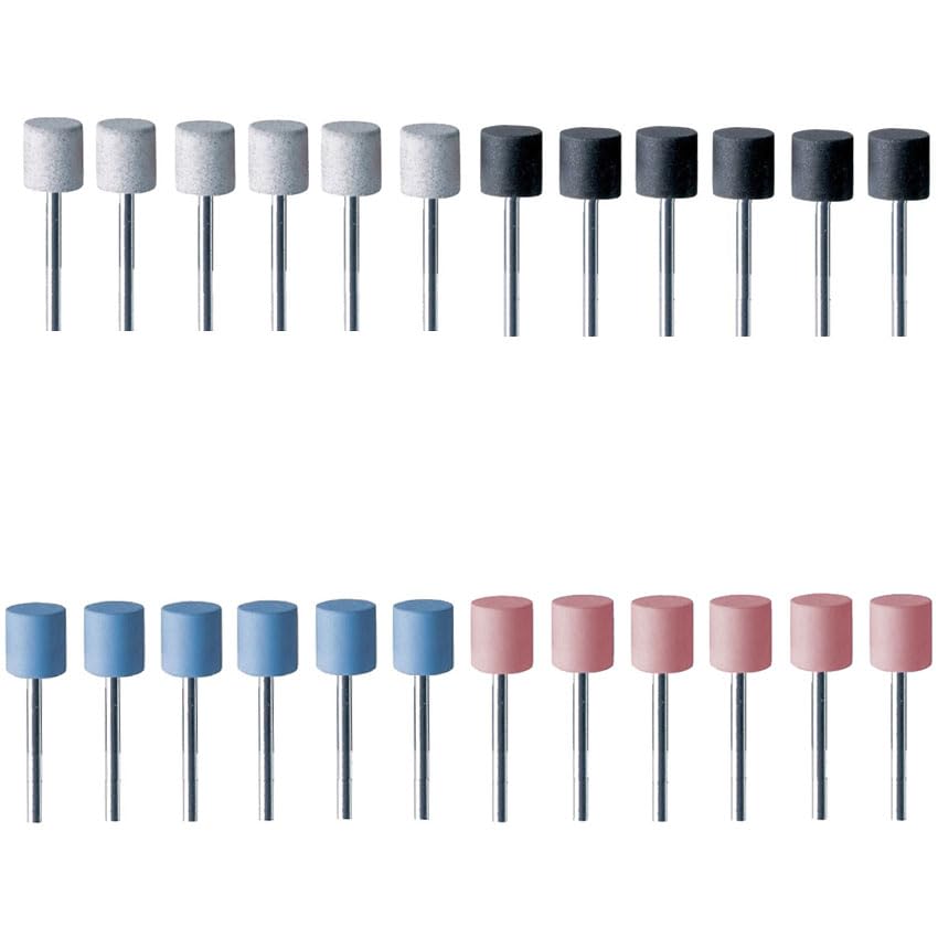 Silicone Cylinder Polisher Set of 24 Polishing 14.0 x 12mm Kit Assortment 4 Grades - Coarse White/Medium Black/Fine Blue/Extra Fine Pink Made in Germany