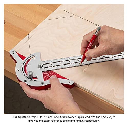 Woodworking Measuring Gauge - Stainless Steel Protractor & Ruler, 1-10 Inch Angle Measurement Tool for Precision Layout & Edge Rule in Woodworking Projects
