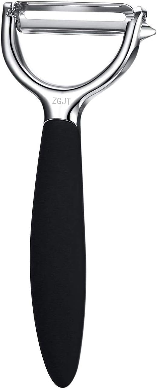 ZGJT Potato Peeler, Y-Shape Fruit and Vegetable Peeler and Stainless Steel Swivel Blade, Zinc Alloy Material with Black Non Slip Comfortable Handle