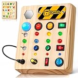 TINTECUSA LED Busy Board, Wooden Sensory Toys for Toddler, Montessori Music Toy for Airplane, Travel Activity Educational Learning Toy, Busy Light Switch Autism Toys, Birthday Boys Girls Gifts