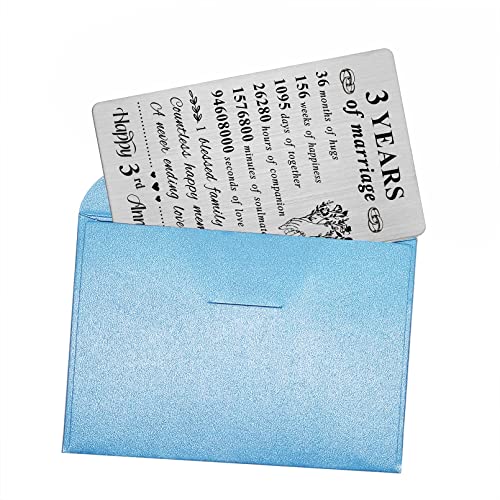 Resdink 3Rd Anniversary Card Gifts For Him Her Husband Wife, 3 Year Anniversary Card For Women Men, Happy 3Rd Anniversary Wallet Card, Gift Ideas For 3 Yr Wedding Anniversary #TOP6