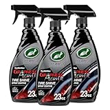 Turtle Wax Hybrid Solutions Graphene Acrylic Tire Shine Spray Coating, Long-Lasting Rich Black Shine, No-Sling, Water-Resistant Tire Dressing with UV and Dirt Repellent Protection, 23oz (Pack of 3)