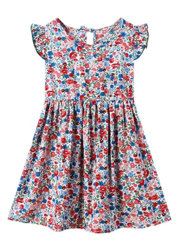 Girls Cap Sleeve Tie Back Dress Casual Summer Floral Sundress 2-11 Years4