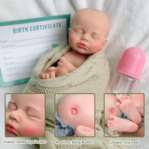 URMLHNRZ Vollsilikon-Reborn Zwillinge schlafend 12 Zoll – lebensechte Reborn Baby silikon Puppe – handgefertigt & anatomisch korrekt – Bild 4