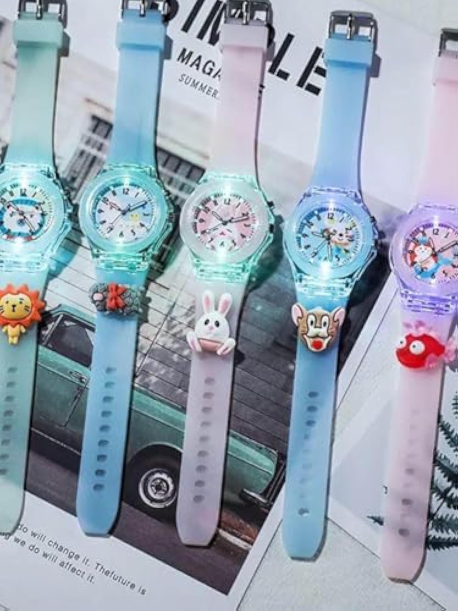Kids 3D Cartoon Analog Watch Combo, Multicolor LED