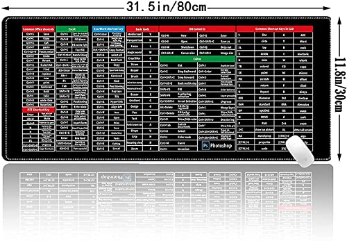 Image of Smart Shortcut Keys Mouse Pad Large Deskpad Gaming Writing Desk Mats for Office Home Anti-Slip Keyboard Pad with Office Excel Microsoft Software PC Computer Mousepad