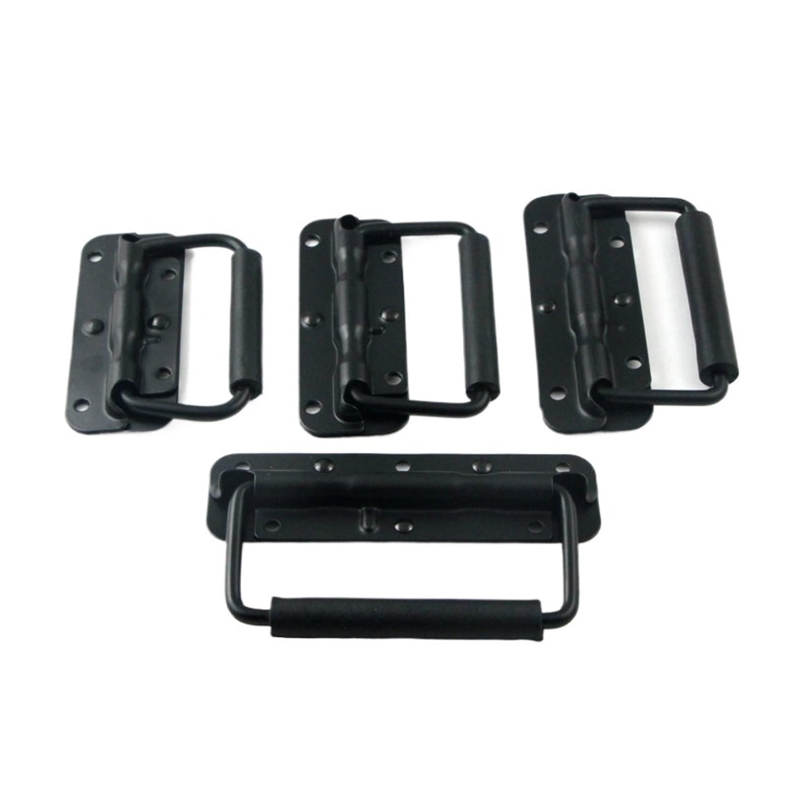 QCPLMKOJN Folding Spring Steel Handles, Black Iron Spring Loaded Folding Handle for Luggage Tool Box Cabinet(Color02)