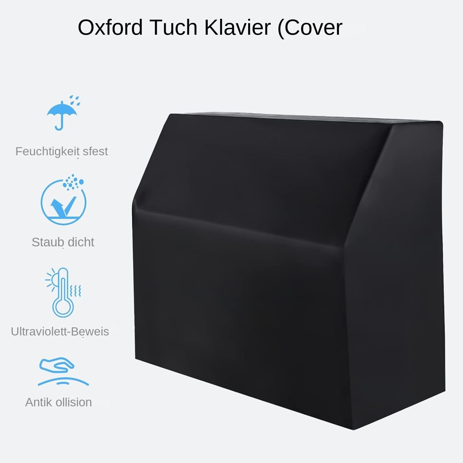 Housse de piano verticale - Couverture complète - 153 x 60 x 110 cm - Noir - Tissu Oxford imperméable - Accessoire de piano - Bloque la lumière du soleil et l'humidité