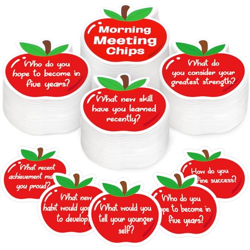JarThenaAMCS 100Pcs Apples Morning Meeting Chips Question Response Cards Conversation Starter for Back to School Classroom Students Supplies