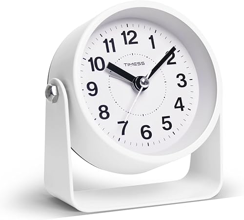 Miniatura 11 de Reloj de alarma analógico TIMESS, silencioso con movimiento de cuarzo, funciona con pilas con función de repetición de alarma y luz bajo demanda,
