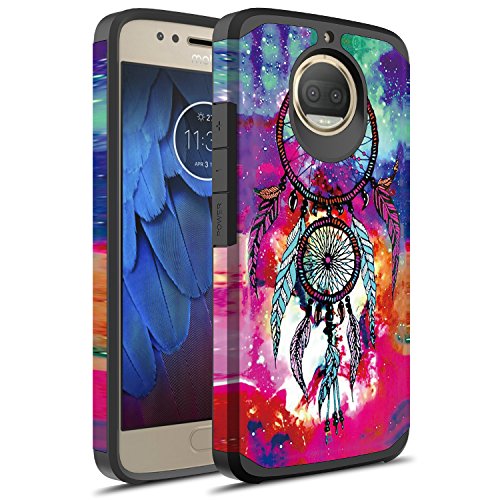 Moto G5S Plus Case (NOT for Moto G5 Plus), Rosebono Slim Hybrid Dual Layer Shockproof Hard Graphic Fashion Colorful Silicone Skin Cover Armor Case for Motorola Moto G5S Plus (Dream Catcher)