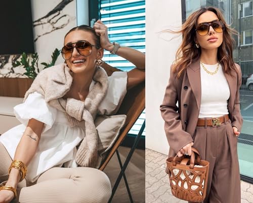 Image of GUVIVI Retro Aviator Sunglasses for Women Men Oversized Classic 70s Vintage Trendy Tangle Free Square Aviators Sun Glasses