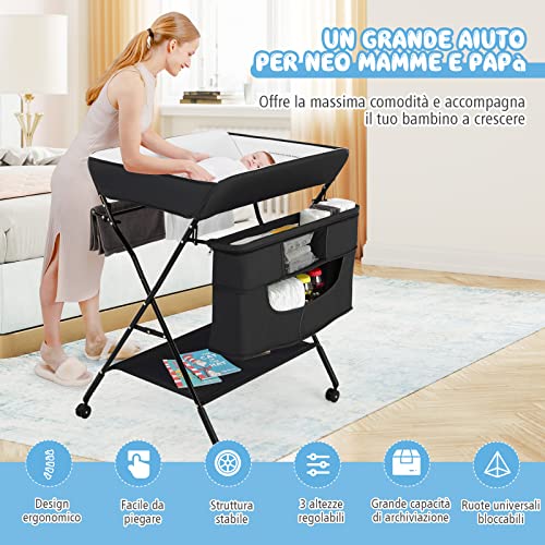 COSTWAY 4-in-1 Fasciatoio Pieghevole con Rotelle