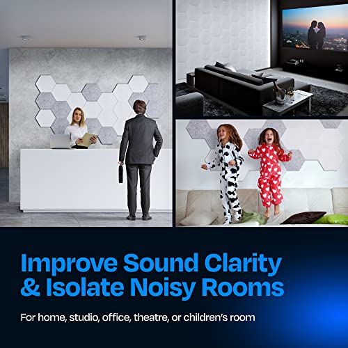 Image of Acoustic Panels 12-Pack Soundproof Wall Panels 14 inchX12.1 inchX0.4 inch Sound Panels High Density Sound Dampening Panels - [White Hexagon]