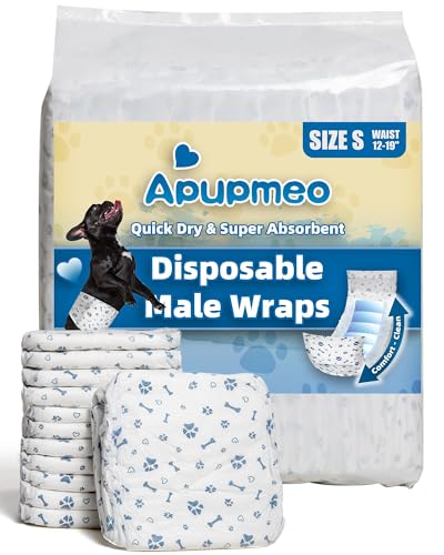 Image of Dog Diapers Male Wraps, Disposable Male Dog Diaper, Super Soft Absorbent Doggie Diapers for Boy Dogs with Incontinence Marking or Excitable Urination(S, 20)