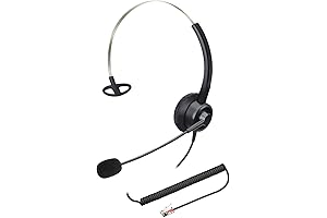 RJ9 Telephone Headset with Microphone - Corded Landline Headset for Polycom Business Phones