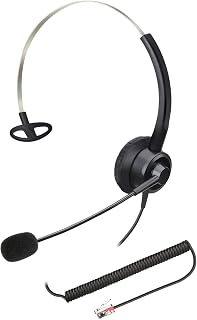 Phone Headsets RJ9 with Noise Cancelling Microphone, Corded Office Telephone Headset Compatible with Polycom VVX201 VVX250 VVX350 VVX311 VVX310 VVX400 VVX410 VVX411 VVX500 Landline Phones