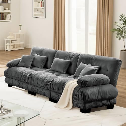 Image of SoarFlash 133.8 inch Sectional Sofa 3 Seat Couch, L Shaped Modern Sofa with Solid Wood Legs, Couches Sofas for Living Room Apartment, Comfortable Small Couches for Small Spaces, Grey