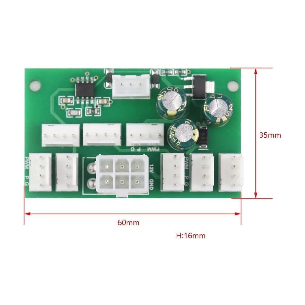 XMSJSIY Controleur Ventilateur Pc Contrôleur De Vitesse De Ventilateur De Refroidissement 12V 4 Broches PWM PC Châssis Adaptateur De Ventilateur Concentrateur D'alimentation, Avecinterface 4 SATA