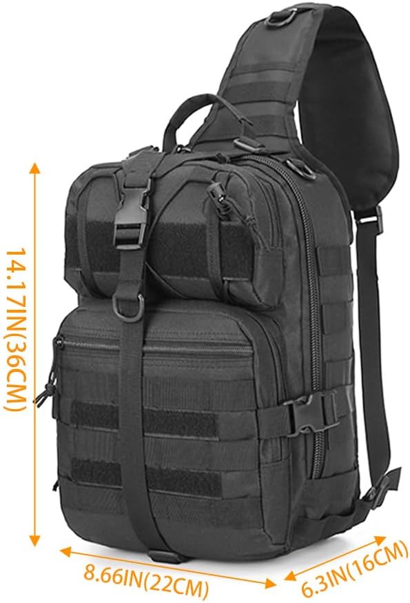 Tactical Sling Bag Backpack, Military Rover Shoulder Pack, EDC Molle Assault Range Bag for Men Ambidextrous(Black) - Image 2