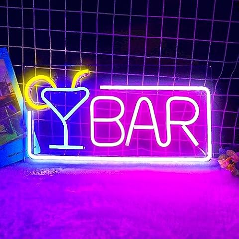 YSMNDE Neon Bar Signs for Home Bar, LED Bar Neon Signs USB Powered Bar Light Up Neon Wall Signs for Beer Cocktail Bar, Bistro, Pub, Man Cave Party Gifts Cover