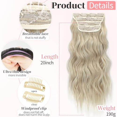Image of KooKaStyle Wavy Thick Hair Extensions 20 inch Bleach Blonde mix Light Blonde