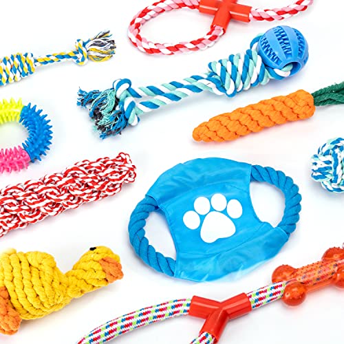 Nobleza Puppy Chew Toys, 10 Pack Safe Cotton Dog Rope Toy for Chewing Teething, Durable Tough Washable Puppy Rope Toys Set for Small and Medium Dogs