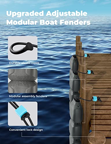 Kemimoto Boat Fenders, Boat Bumpers For Docking With Rope, Upgraded Adjustable Modular Fenders, Boat Fenders For Docking With Rope, Boat Accessories For Bass Boat, Jon Boats, Dock, Etc (3 Blocks) #TOP3