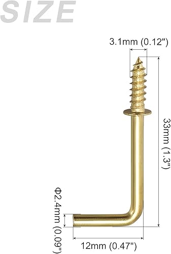 Miniatura 2 de METALLIXITY Ganchos de tornillo para colgar (33mm1.3") 50 unidades, gancho de techo de metal en forma de L  para colgar al aire libre, ganchos para