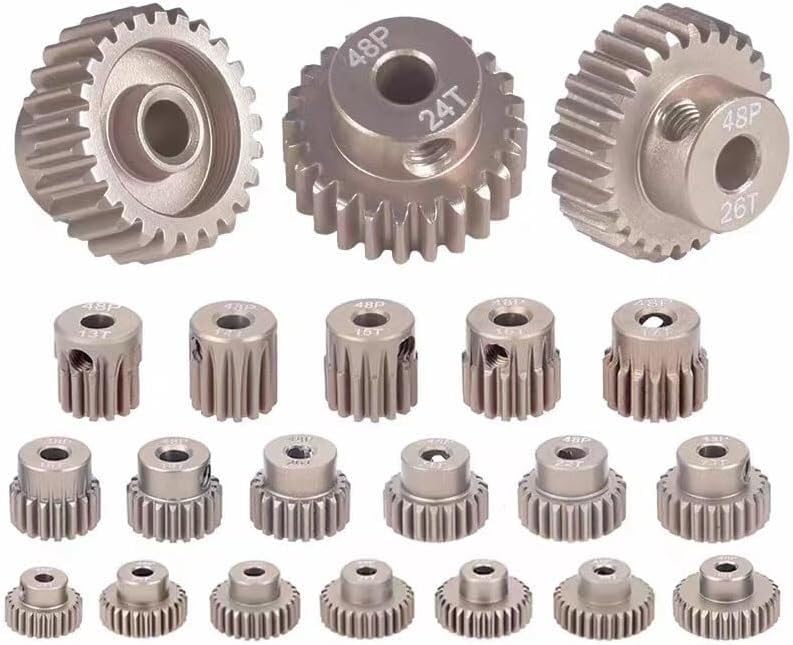 Bürstenloser Motor Motorritzel,Zahnräder,Motorritzelzahnrad 2 Stück 48DP Motorritzel Langlebiges 15T30T Ritzelmotor-Getriebe-Kombiset for 1/10 Rc-Auto 3,175-mm-Wellenmotor gebürsteter bürstenloser Mot